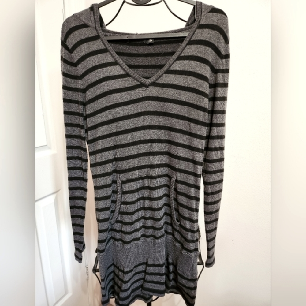 Knit long hoodie top
